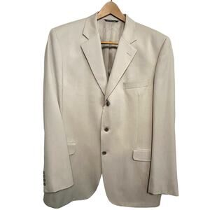 Jack Victor Mens Tan Super 120s Wool Sport Coat Blazer 44L Wedding Formal Suit